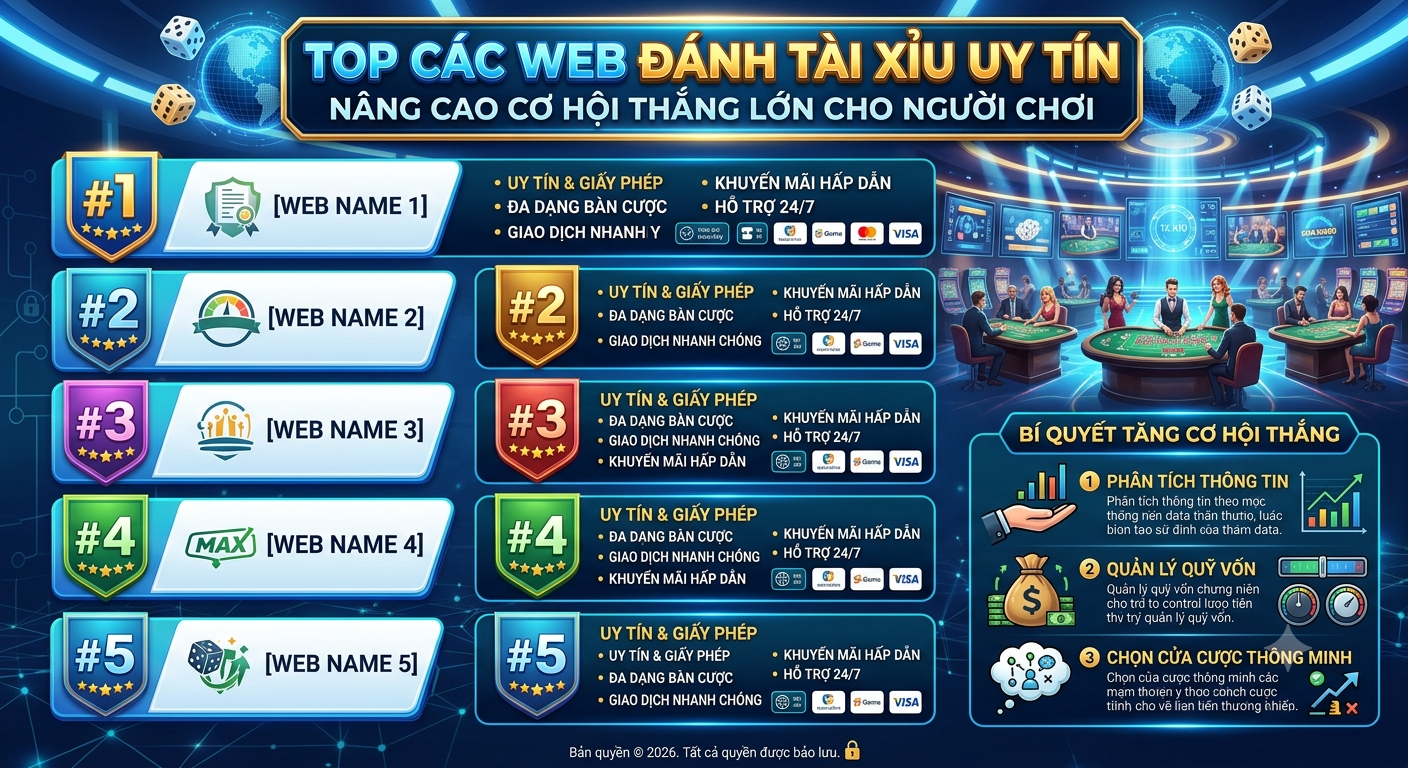 các web đánh tài xỉu uy tín